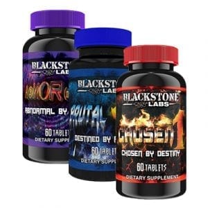 An image of the three products included in the Blackstone Labs Extreme Mass Stack