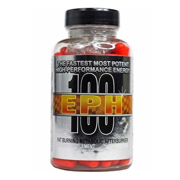 A bottle of EPH 100 Hard Rock Supplements