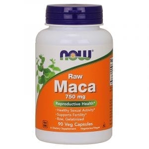 now raw maca 750mg 90 capsules