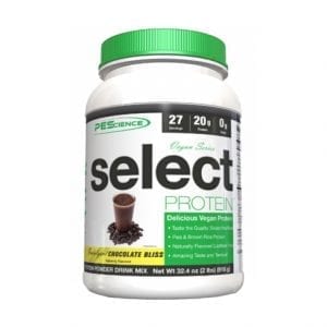 A container of PEScience Vegan Series Select Protein