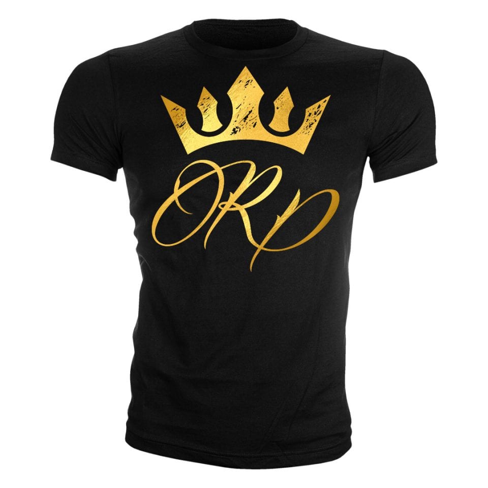 5% Nutrition RP CROWN, BLACK T-SHIRT WITH GOLD LETTERING - I'll Pump You Up