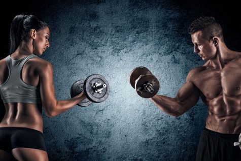 Man and Woman Dumbell Curls